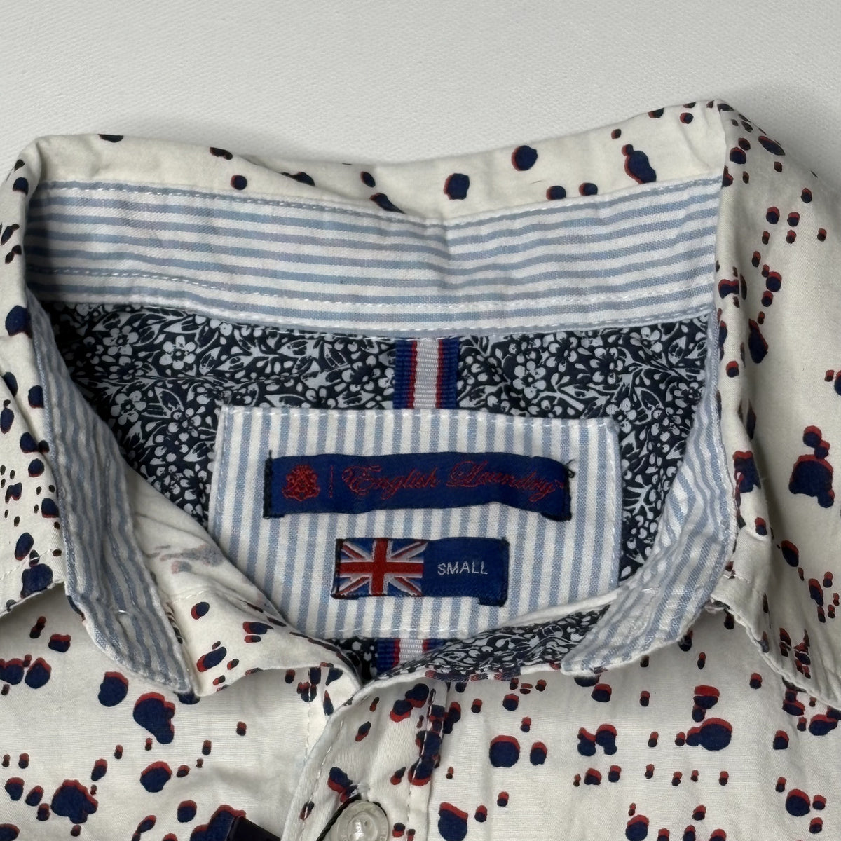 English Laundry Mens Small Blue Floral Short Sleeve Shirt