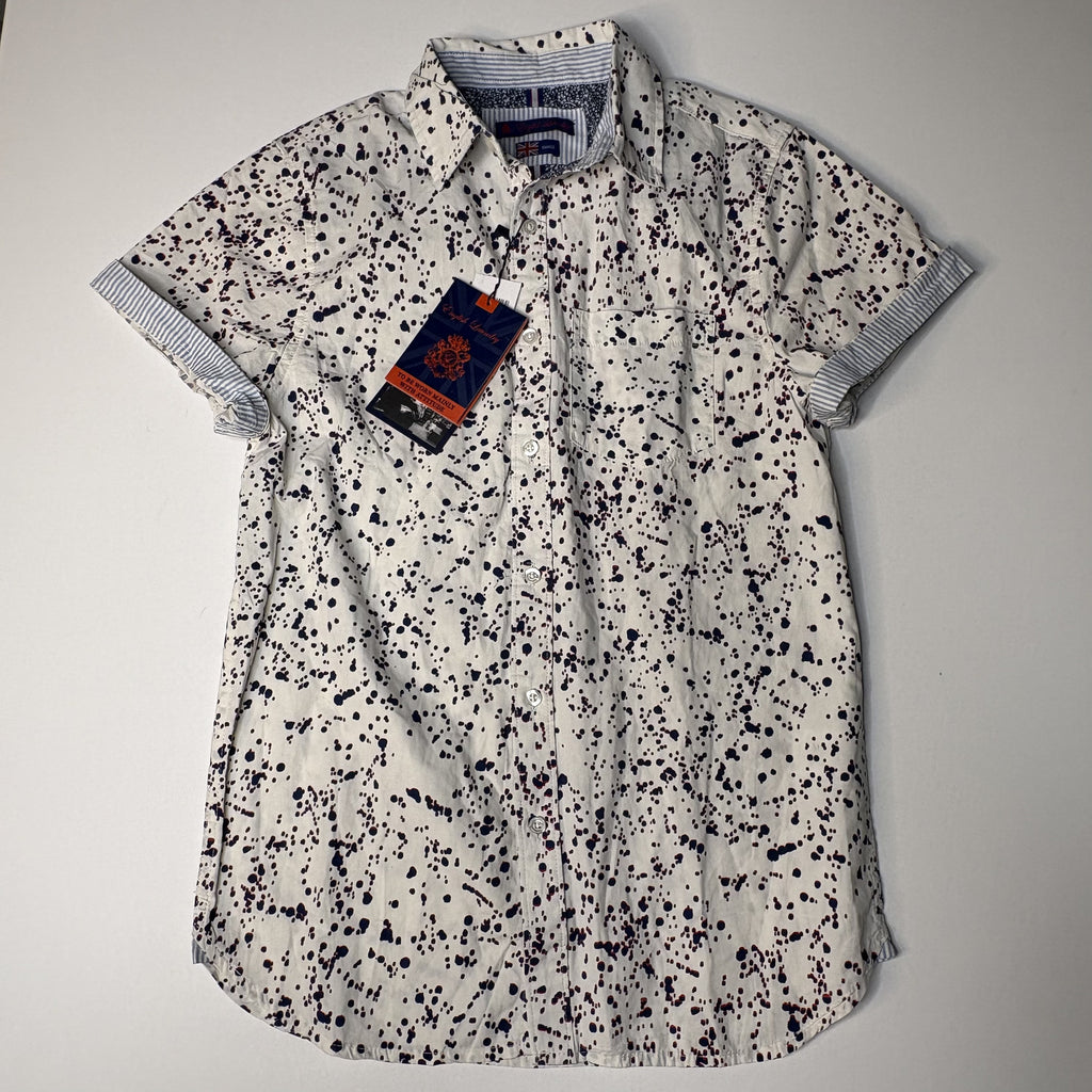 English Laundry Mens Small Blue Floral Short Sleeve Shirt