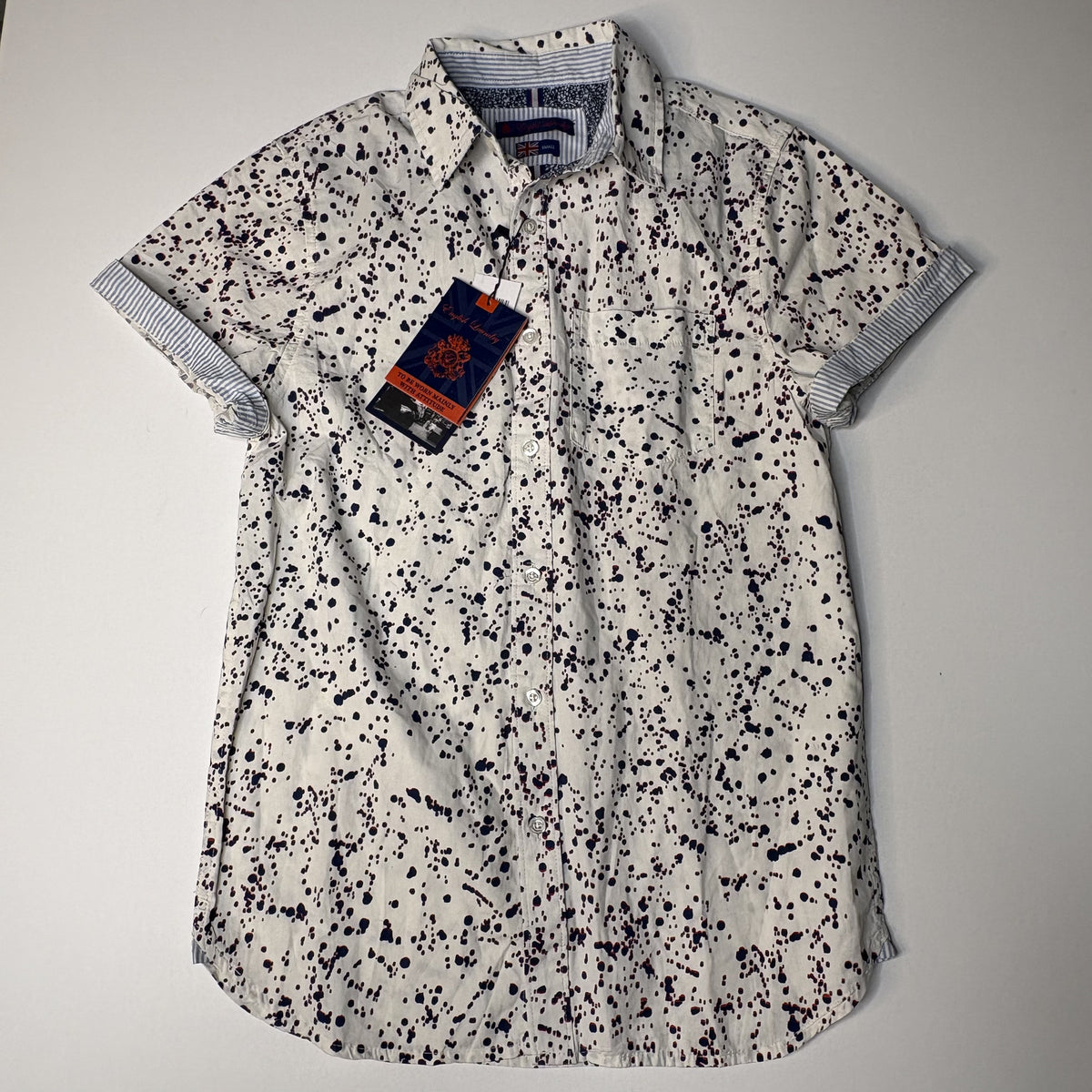 English Laundry Mens Small Blue Floral Short Sleeve Shirt