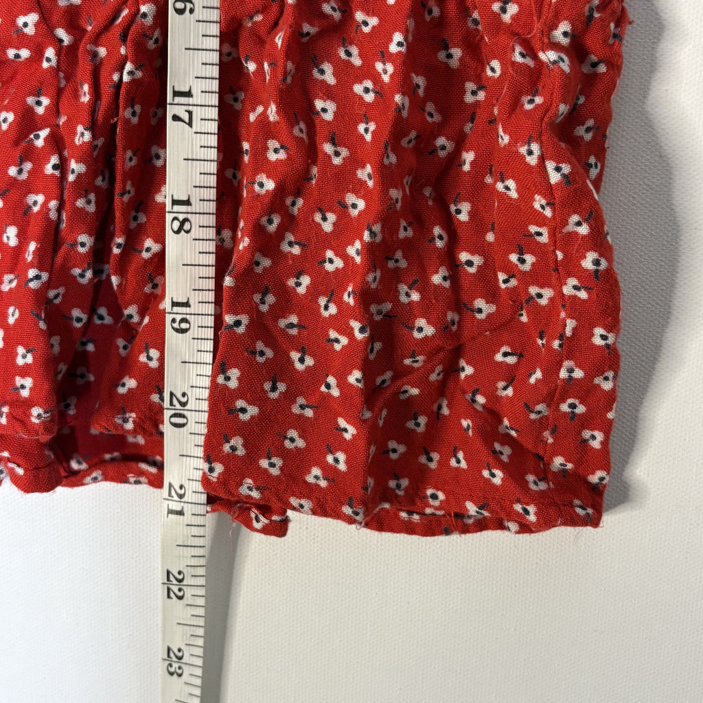 Sim & Sam Red Floral Print Short Sleeve Blouse Size S