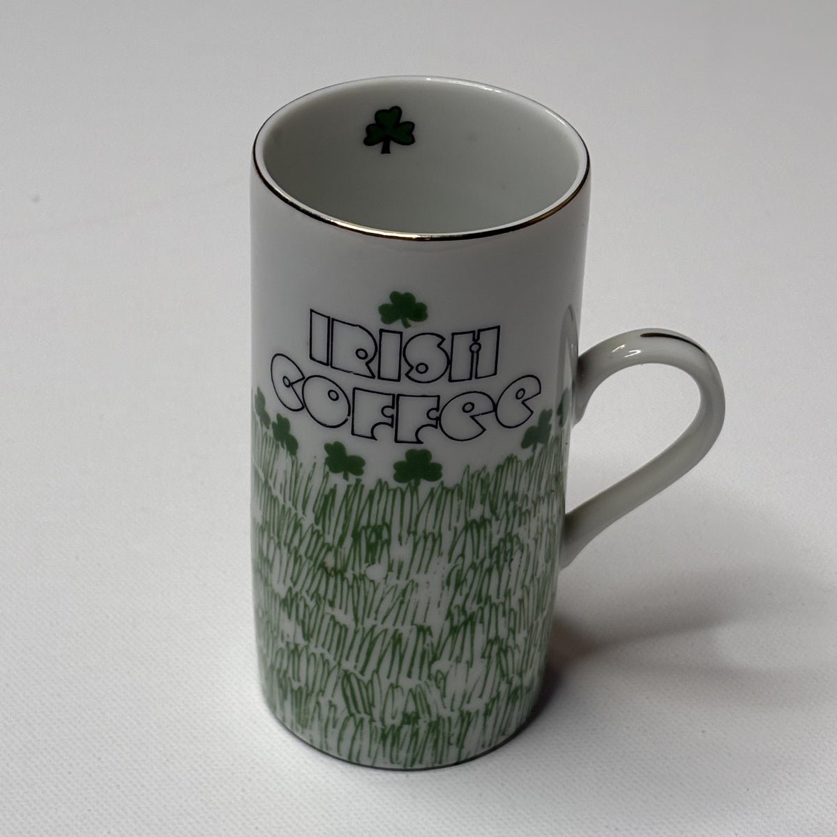 Vintage Enesco Irish Coffee Mug Shamrock Footed Ceramic Cup Japan