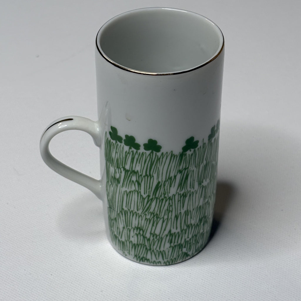 Vintage Enesco Irish Coffee Mug Shamrock Footed Ceramic Cup Japan