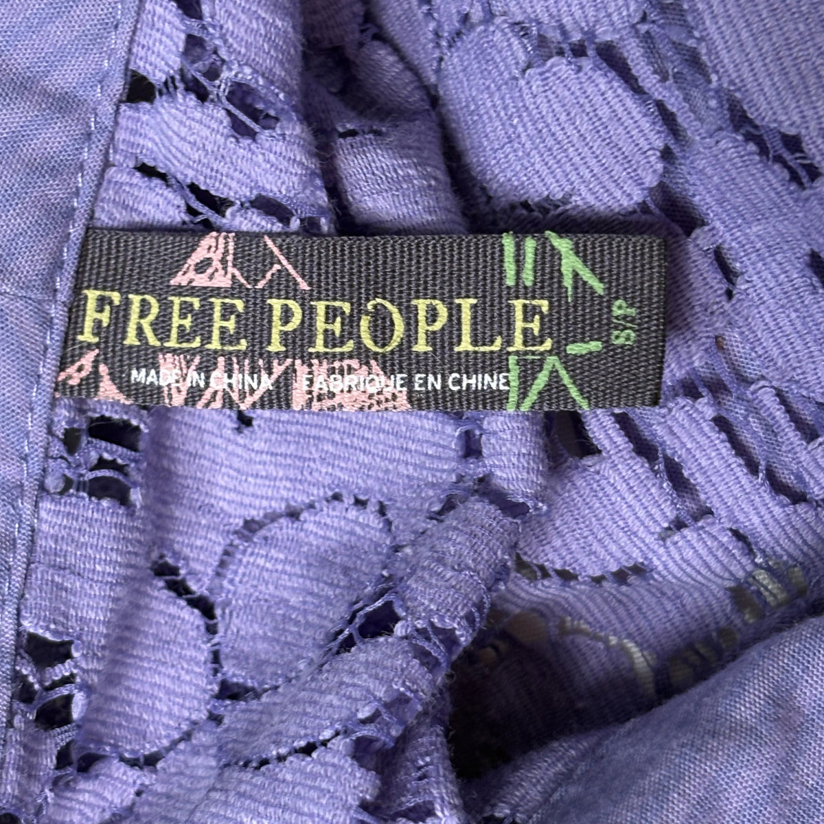 Free People Purple Floral Button Down Blouse Top S