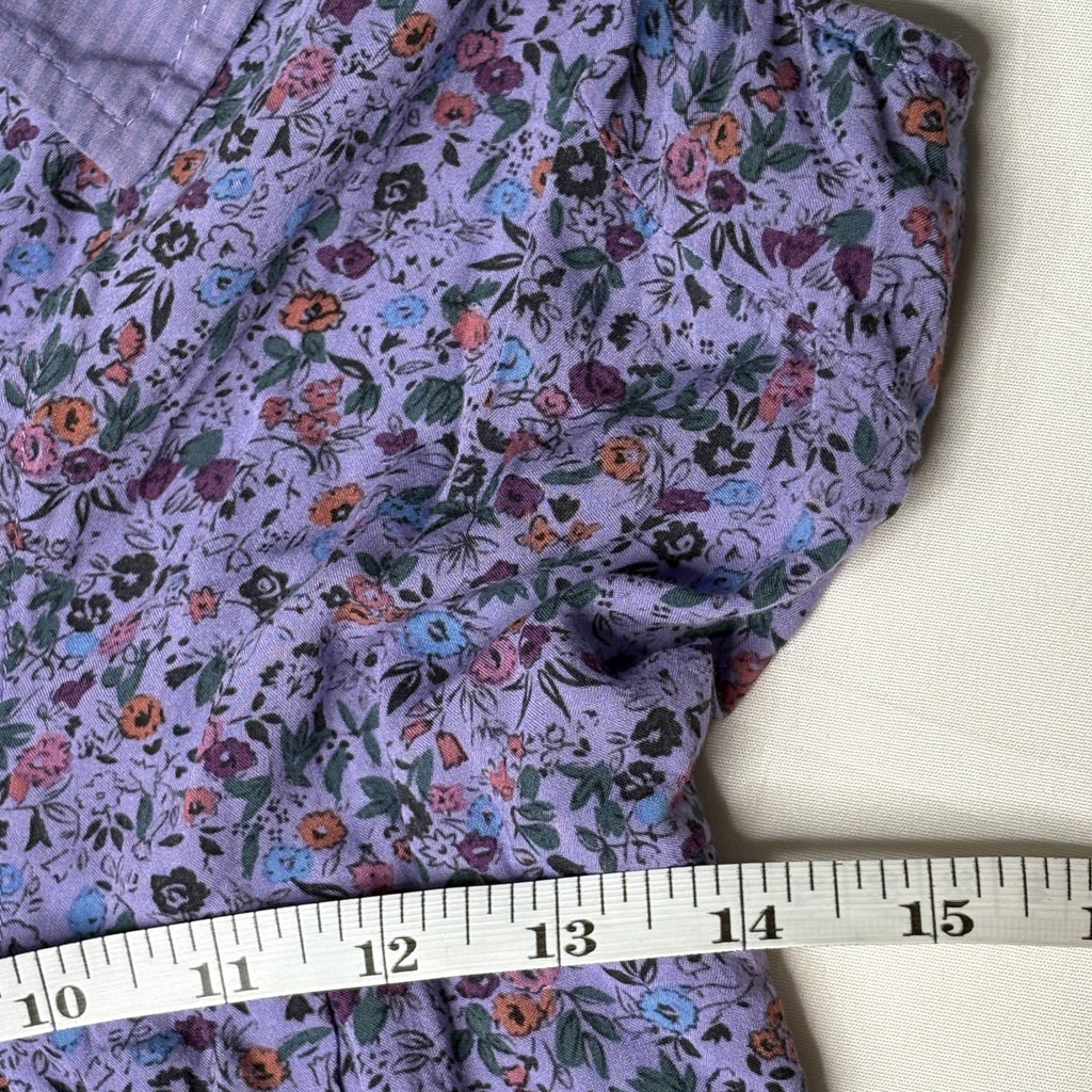 Free People Purple Floral Button Down Blouse Top S