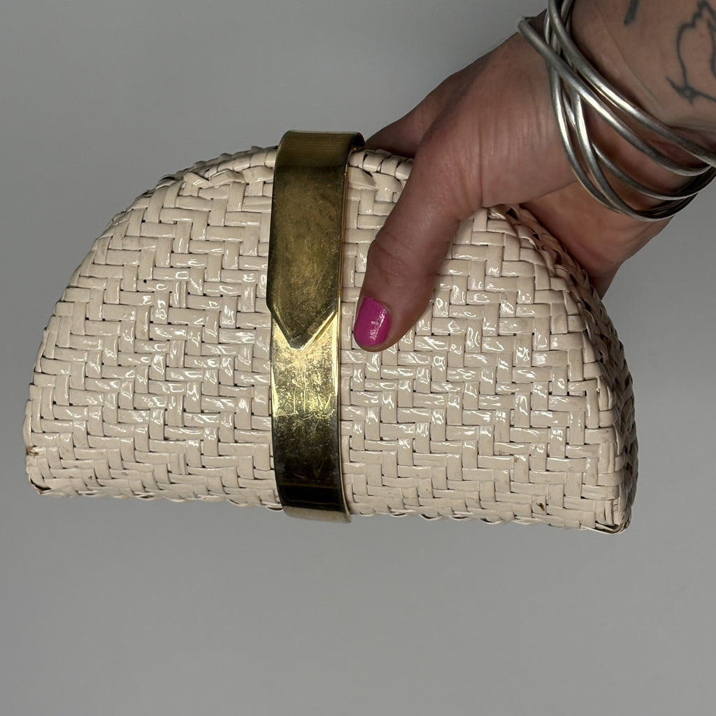 Vintage RODO Italy Woven Straw Wicker Clutch Evening Bag