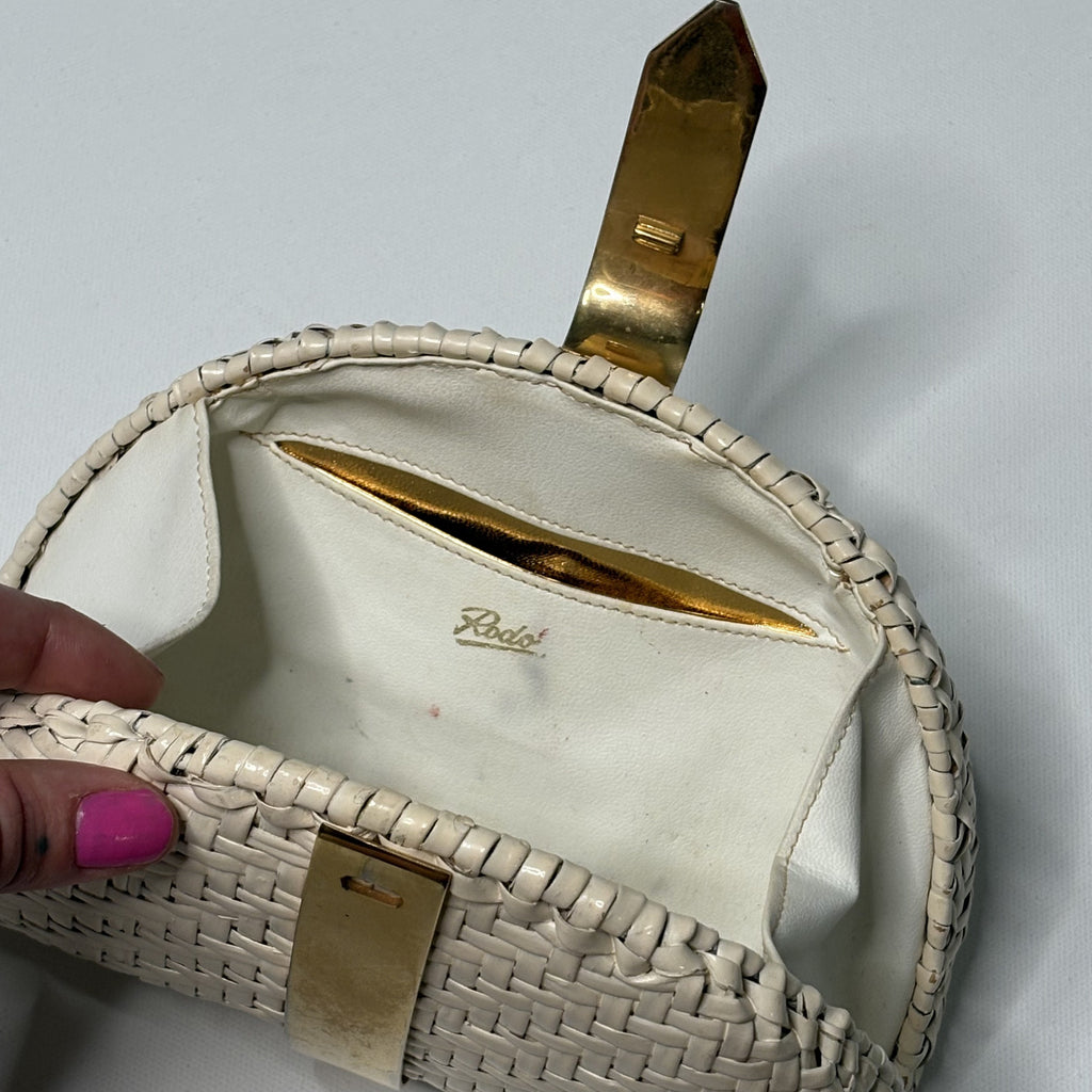 Vintage RODO Italy Woven Straw Wicker Clutch Evening Bag