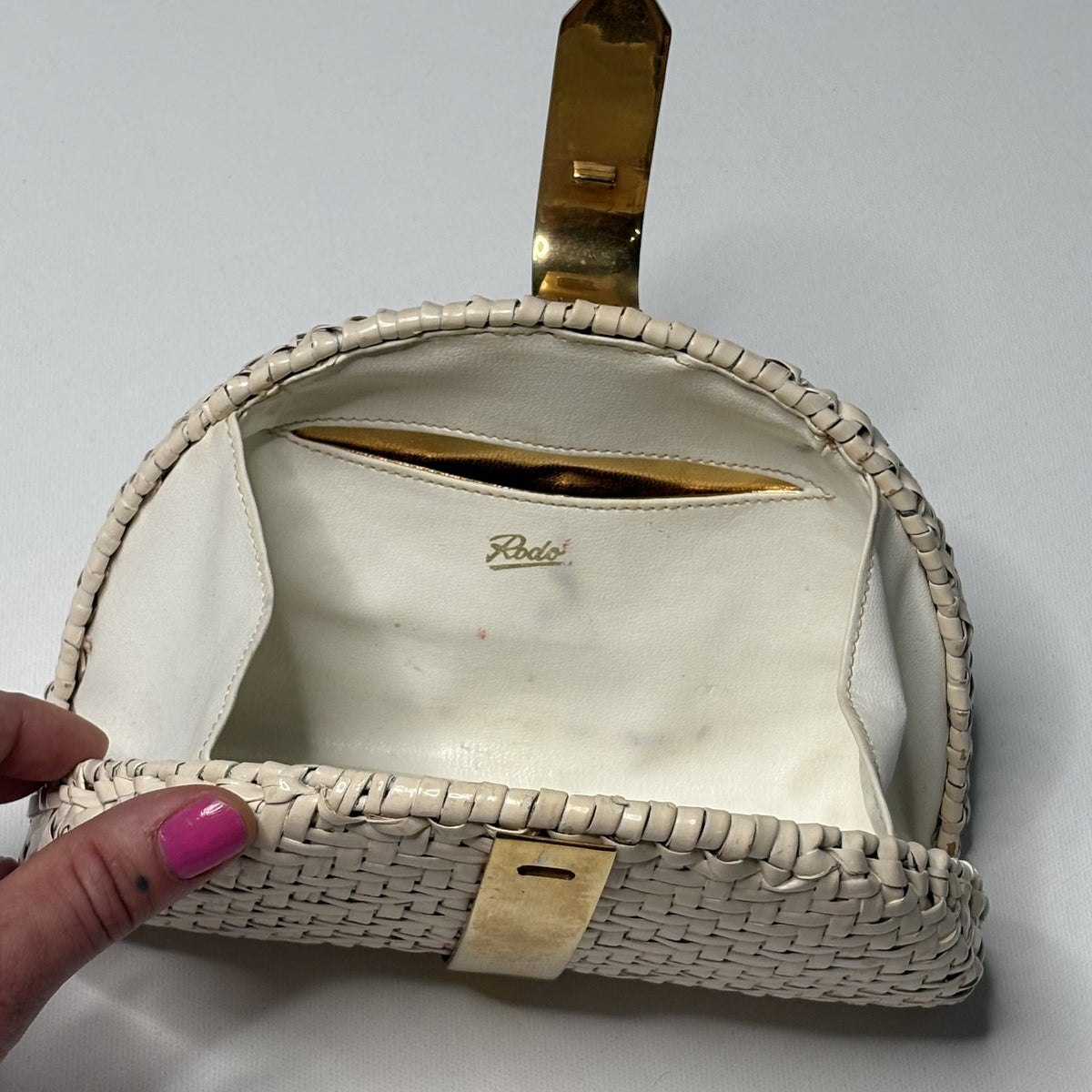 Vintage RODO Italy Woven Straw Wicker Clutch Evening Bag