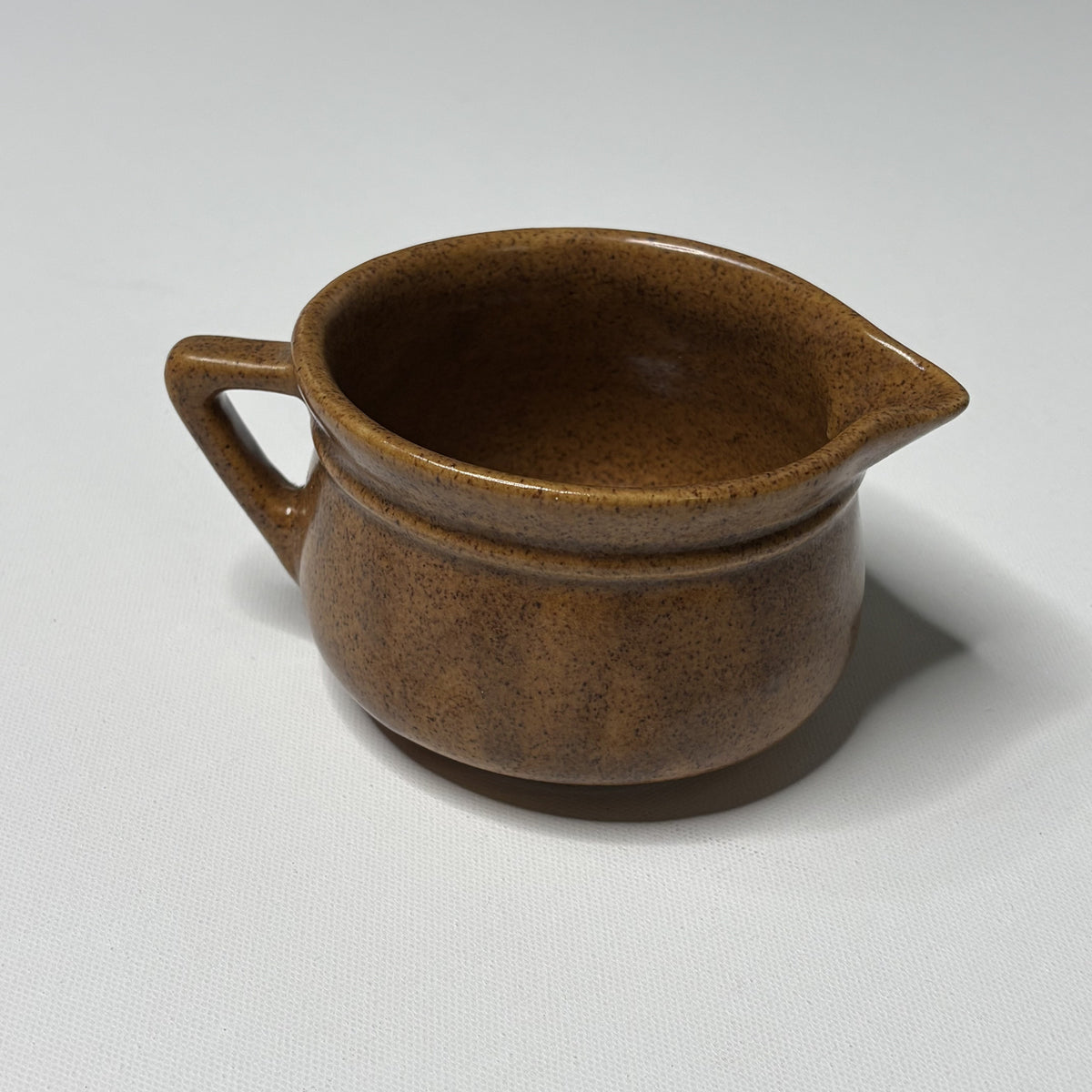 Vintage Brown Ceramic Creamer Pitcher with Handle and Pour Spout