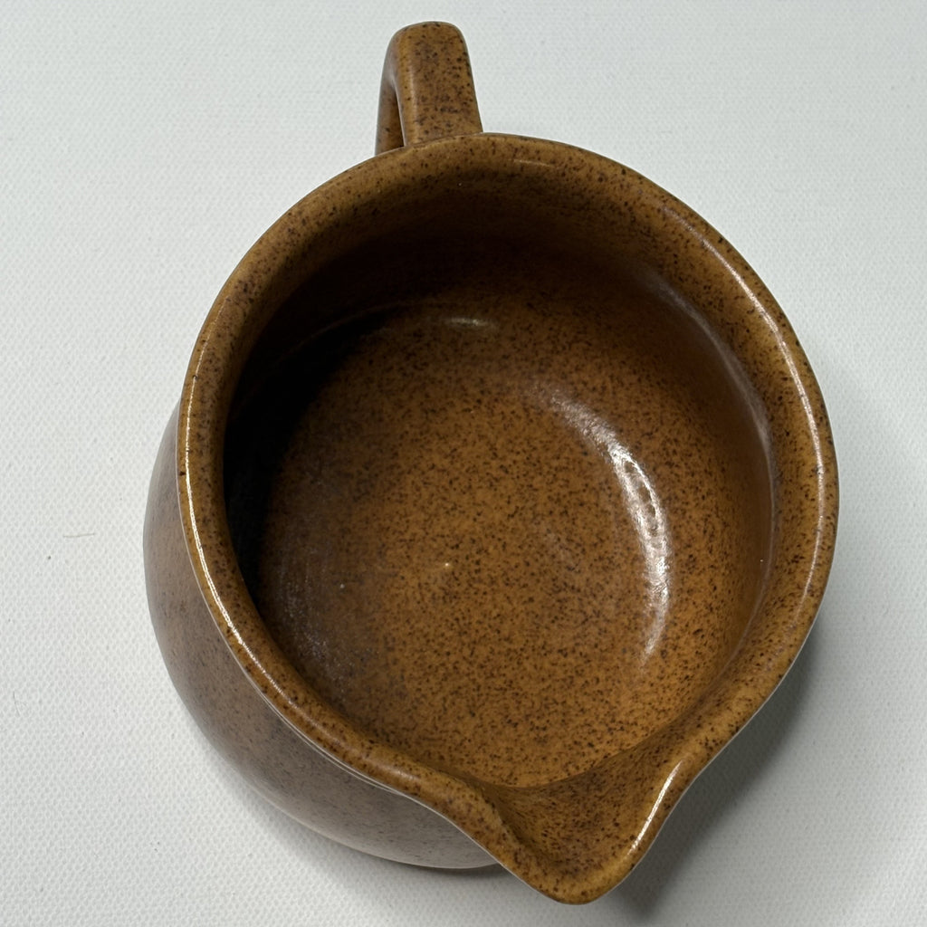 Vintage Brown Ceramic Creamer Pitcher with Handle and Pour Spout