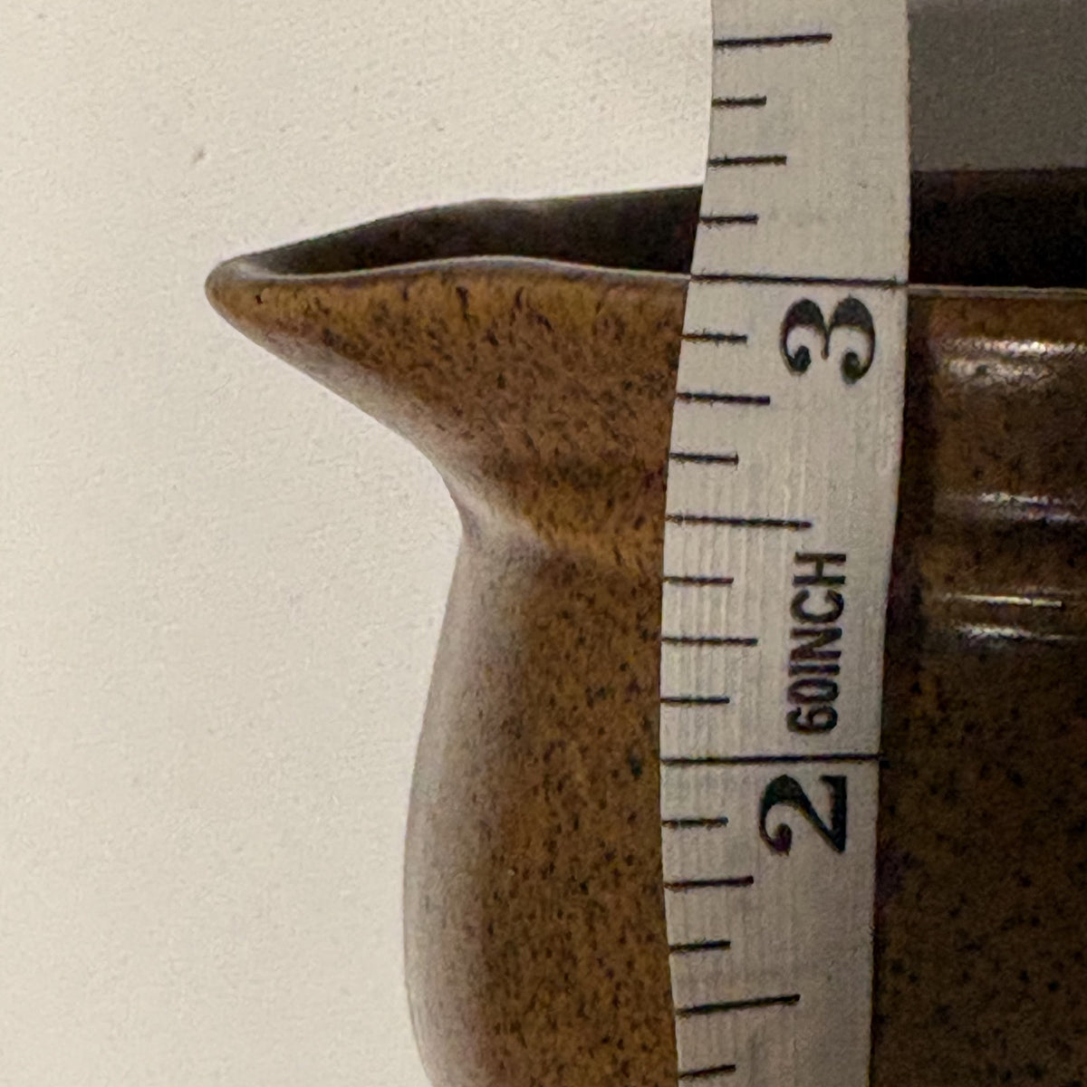 Vintage Brown Ceramic Creamer Pitcher with Handle and Pour Spout