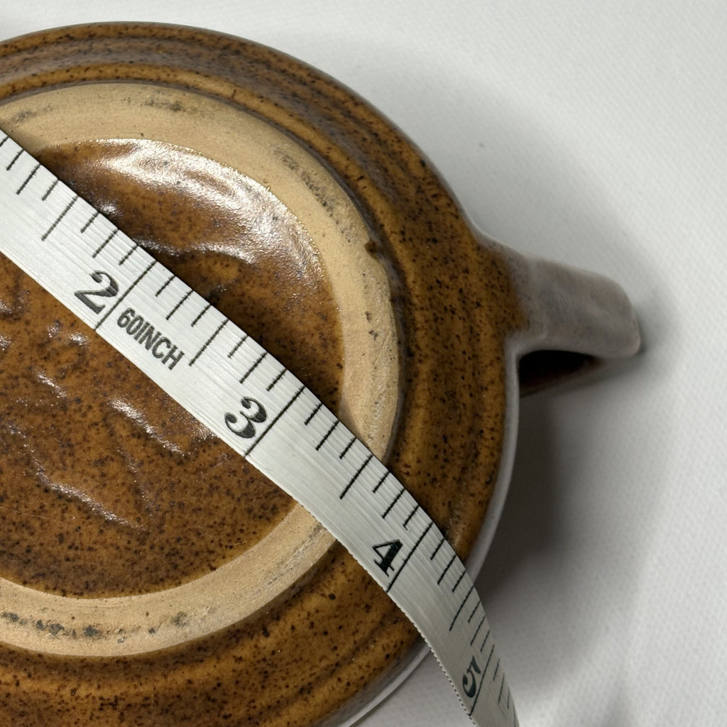 Vintage Brown Ceramic Creamer Pitcher with Handle and Pour Spout