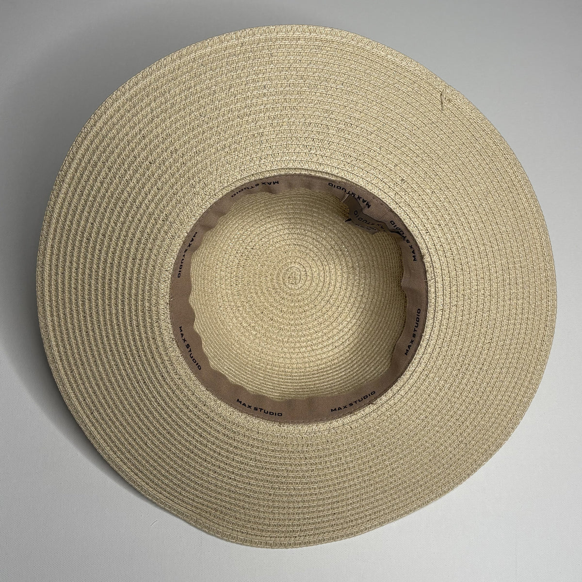 Max Studio Wide Brim Straw Hat Bow Tie Sun Beach Hat