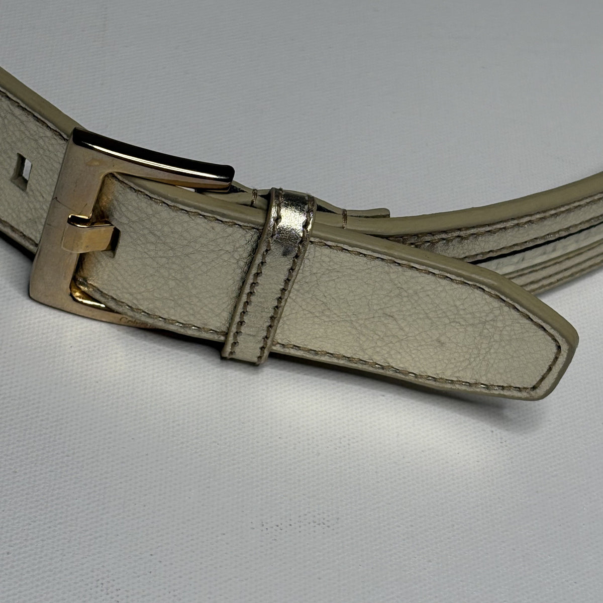 Calvin Klein Leather Belt Silver Buckle