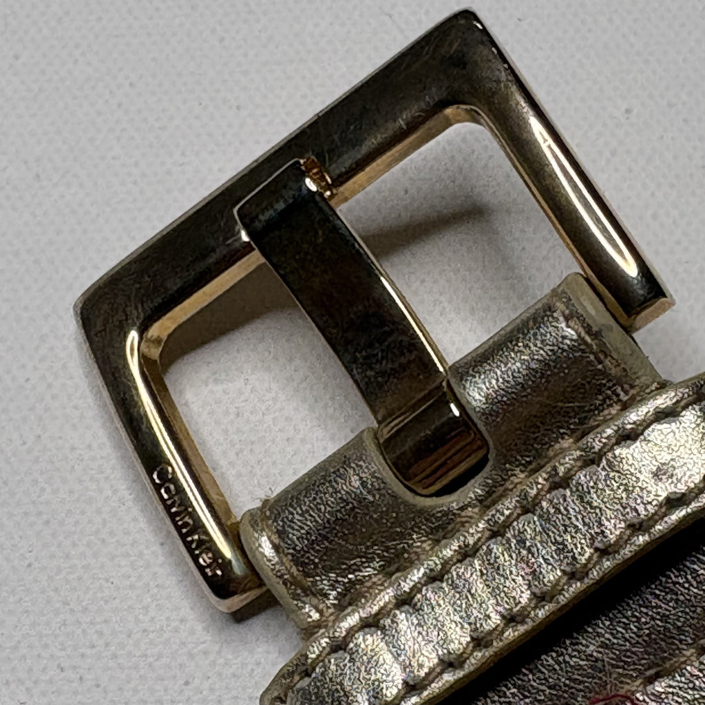 Calvin Klein Leather Belt Silver Buckle