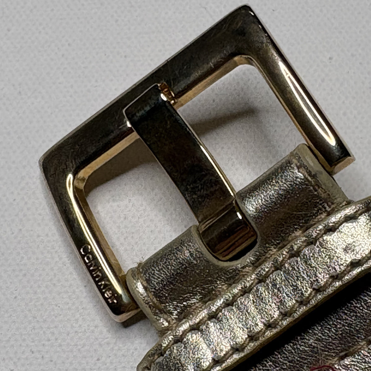 Calvin Klein Leather Belt Silver Buckle