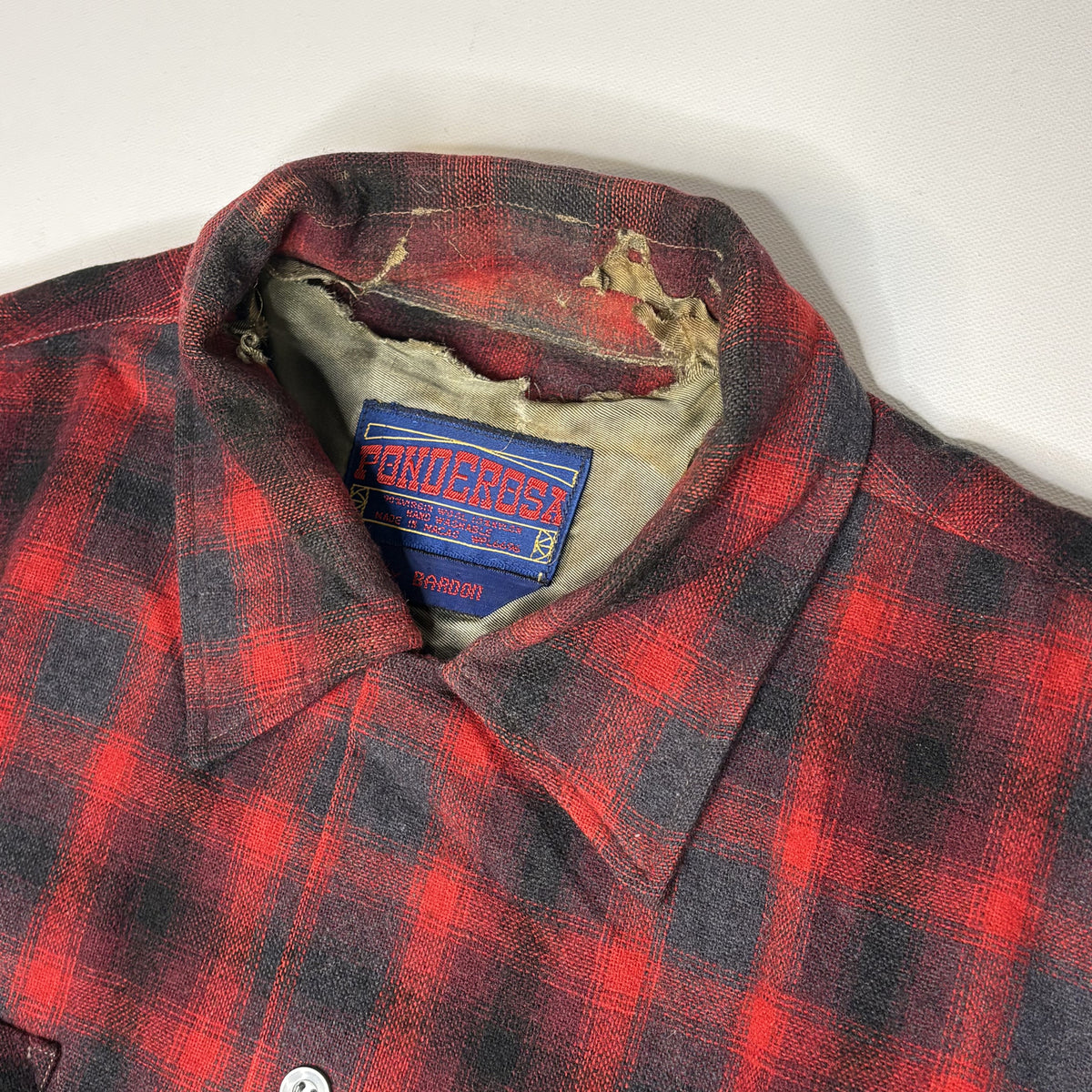 Vintage Ponderosa Red Black Plaid Wool Shirt Jacket