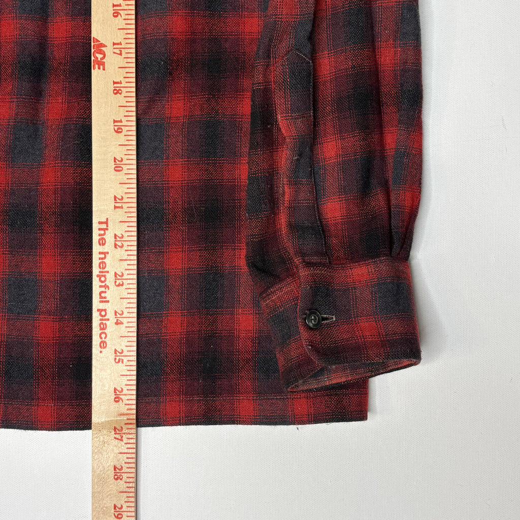 Vintage Ponderosa Red Black Plaid Wool Shirt Jacket