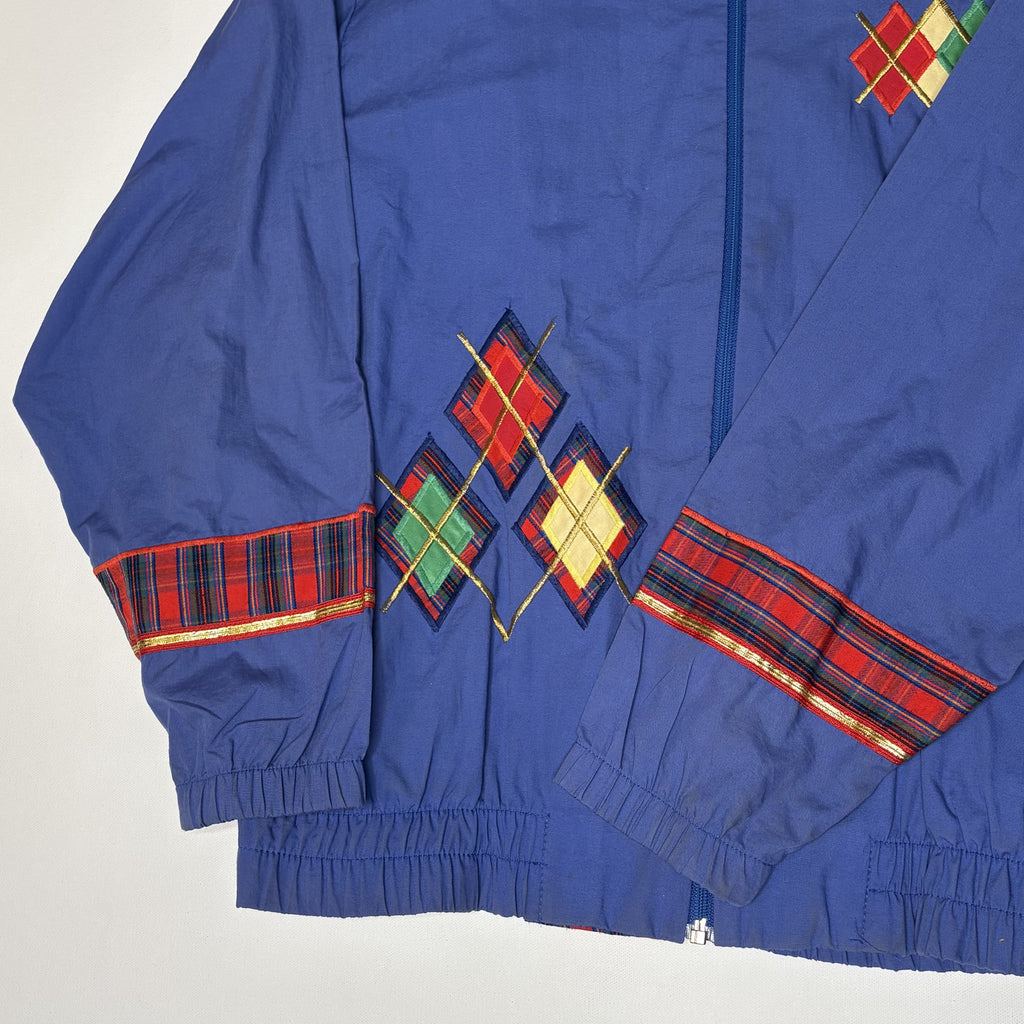 Vintage Southern Stitches Blue Plaid Trim Jacket USA