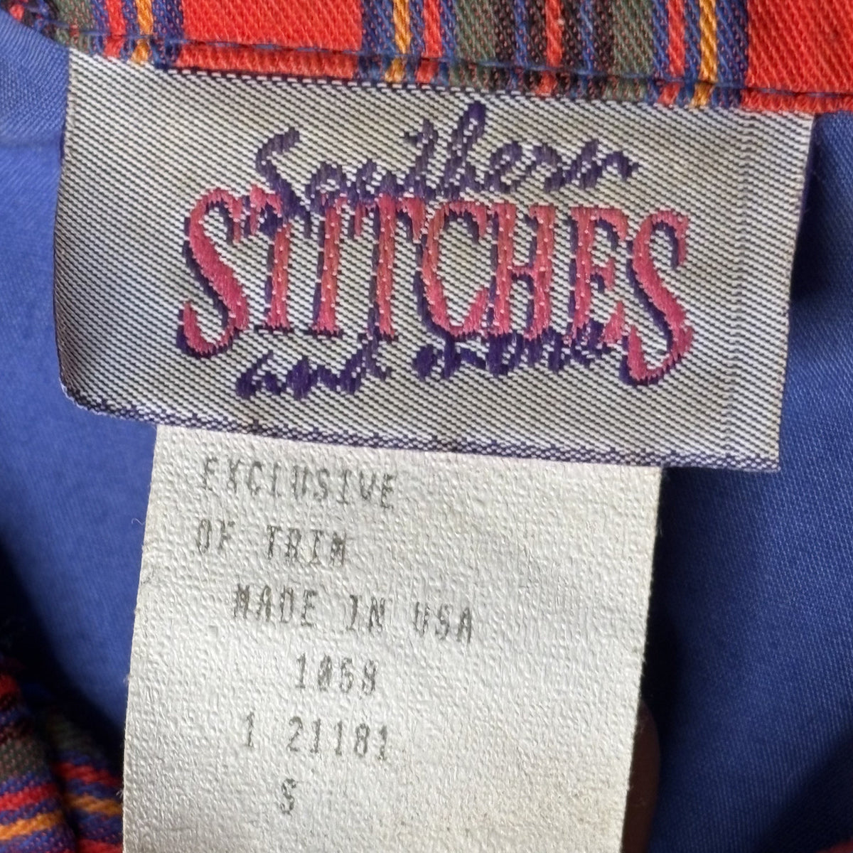 Vintage Southern Stitches Blue Plaid Trim Jacket USA