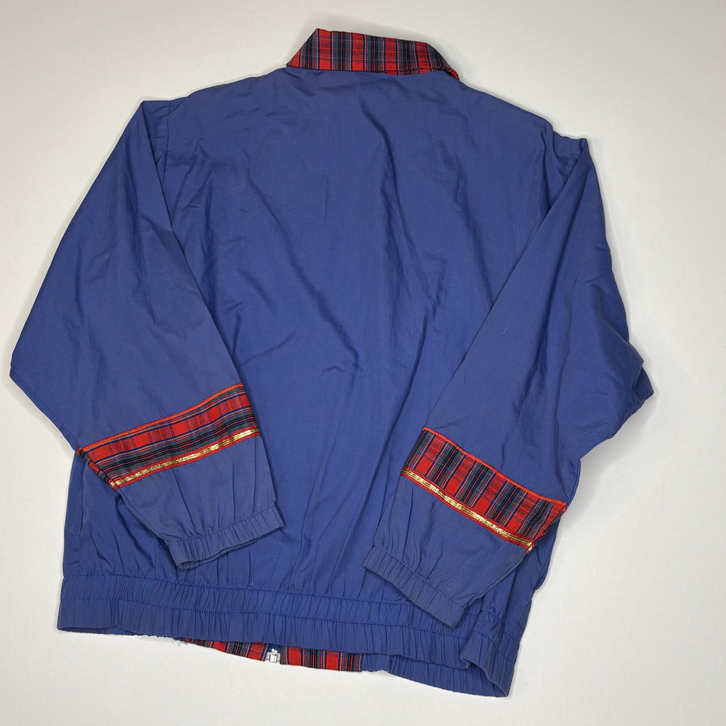 Vintage Southern Stitches Blue Plaid Trim Jacket USA