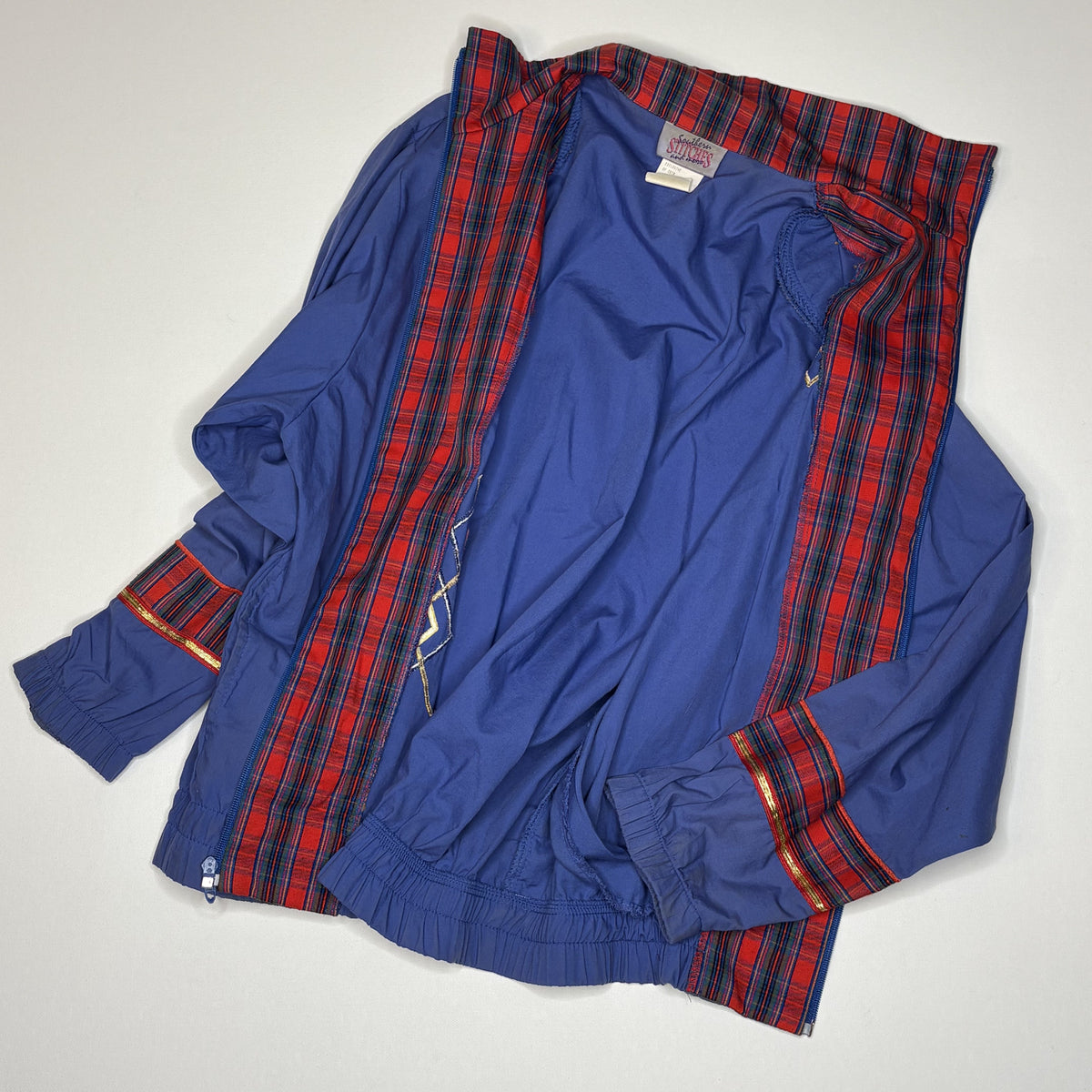 Vintage Southern Stitches Blue Plaid Trim Jacket USA