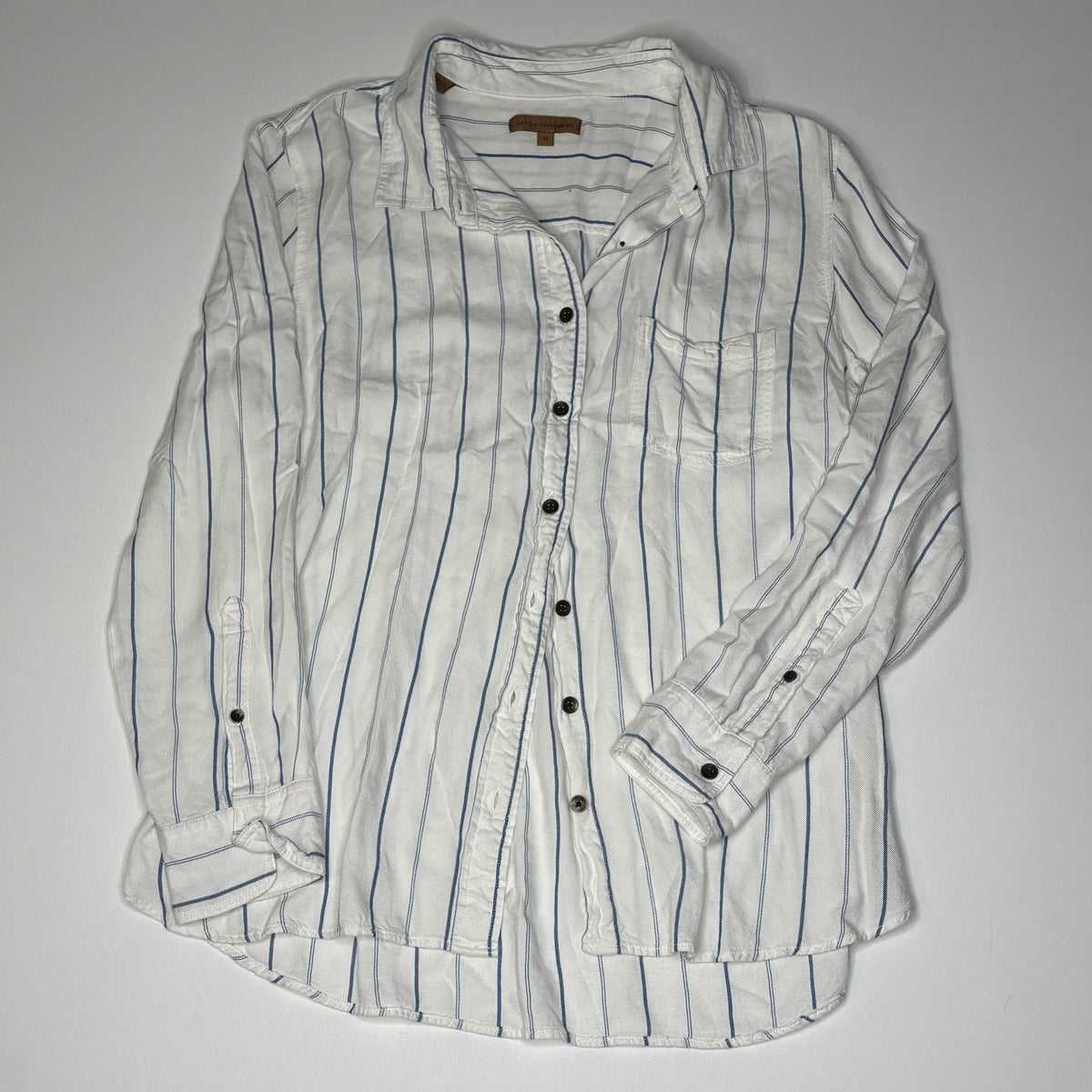 Jachs Girlfriend Women's Medium White Blue Stripe Rayon Long