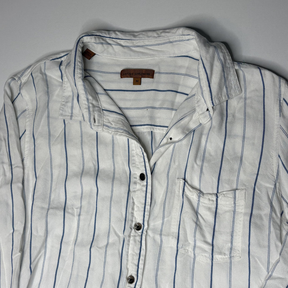 Jachs Girlfriend Women's Medium White Blue Stripe Rayon Long