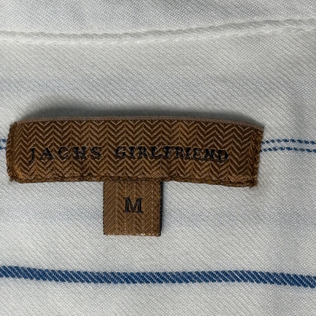 Jachs Girlfriend Women's Medium White Blue Stripe Rayon Long