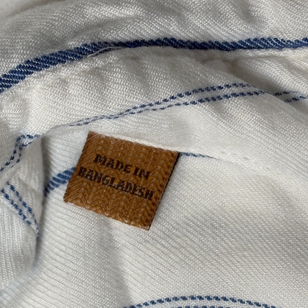 Jachs Girlfriend Women's Medium White Blue Stripe Rayon Long