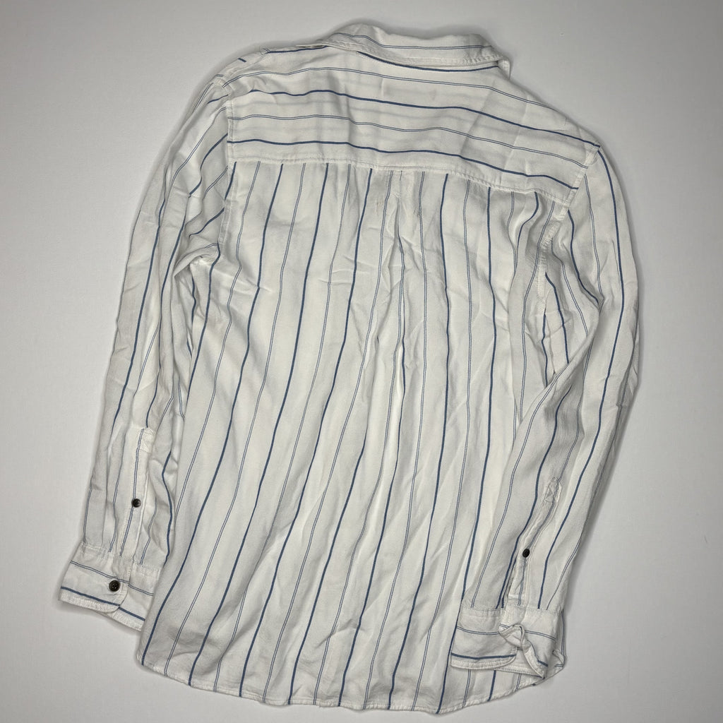 Jachs Girlfriend Women's Medium White Blue Stripe Rayon Long