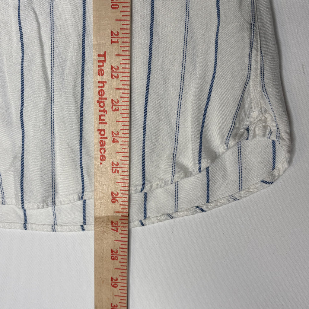 Jachs Girlfriend Women's Medium White Blue Stripe Rayon Long