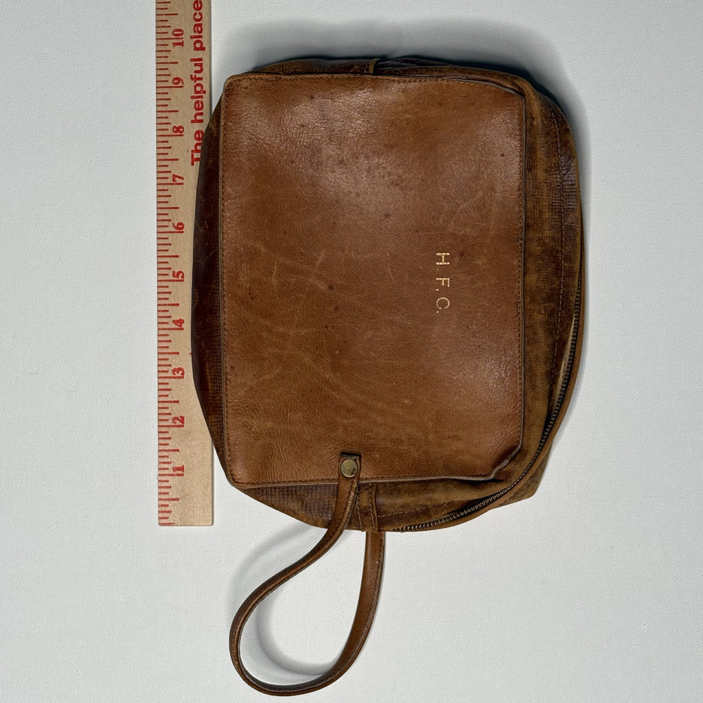 Vintage Genuine Leather Toiletry Bag Dopp Kit Monogrammed