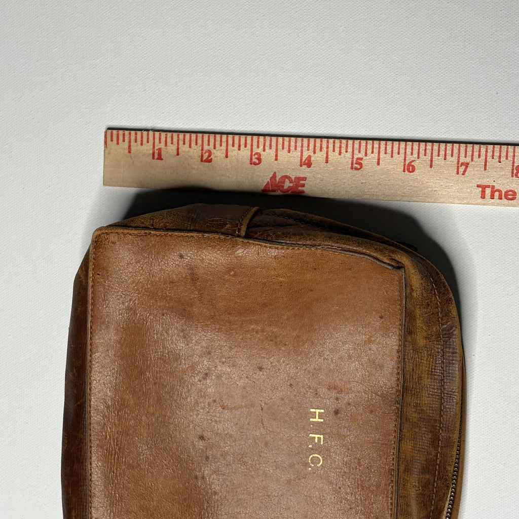 Vintage Genuine Leather Toiletry Bag Dopp Kit Monogrammed