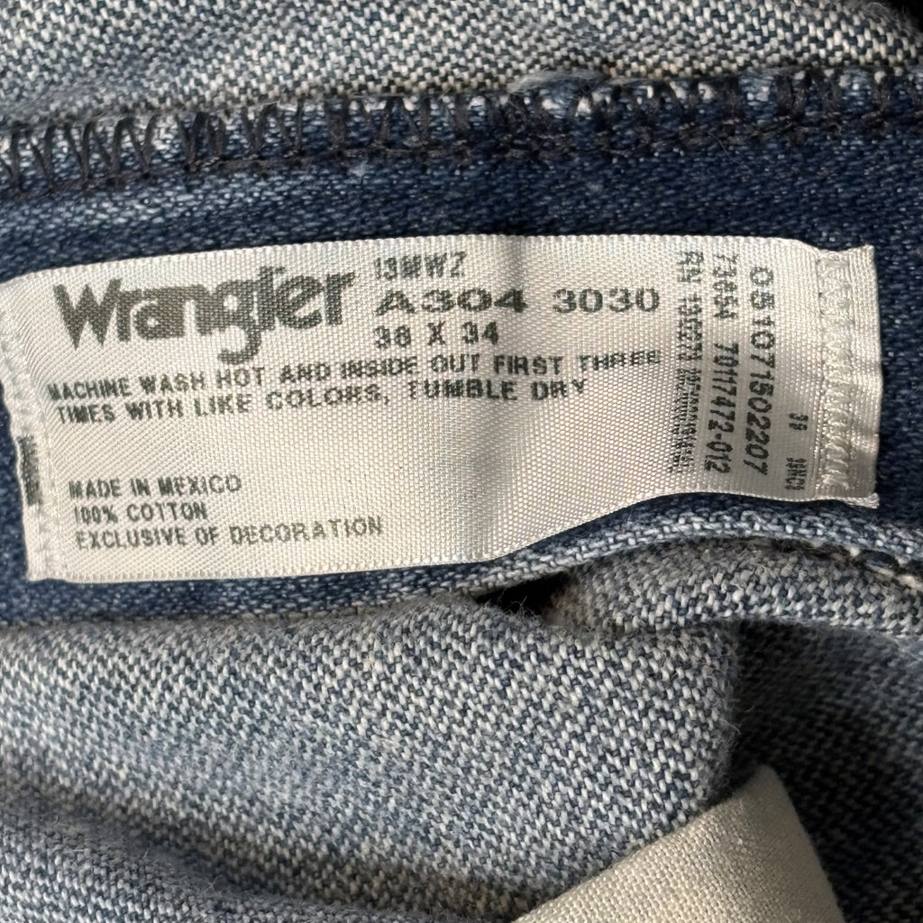 Distressed Wrangler Men's Blue Denim Jeans, 100% Cotton