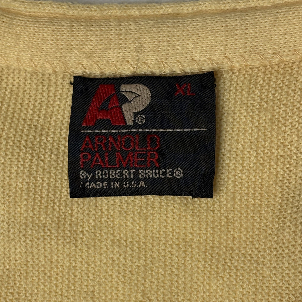 Vintage Arnold Palmer Robert Bruce Yellow Knit Cardigan XL
