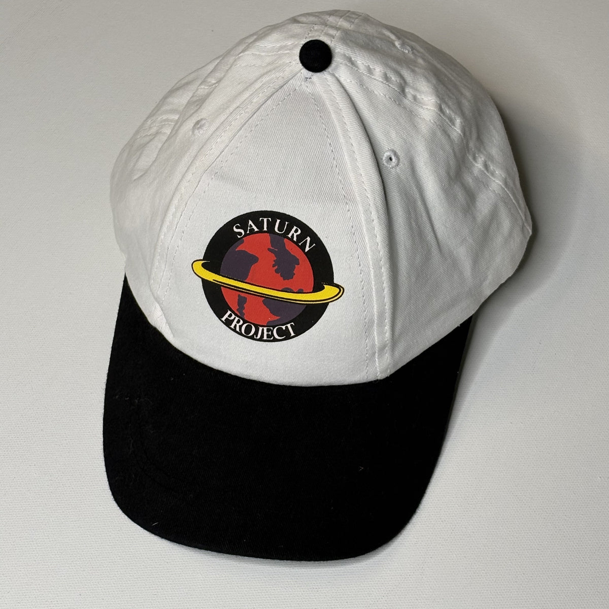 Saturn Project White and Black Adjustable Baseball Cap