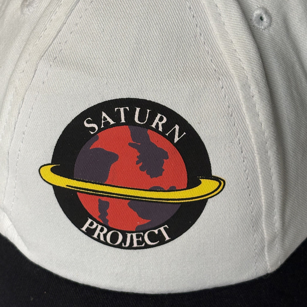Saturn Project White and Black Adjustable Baseball Cap