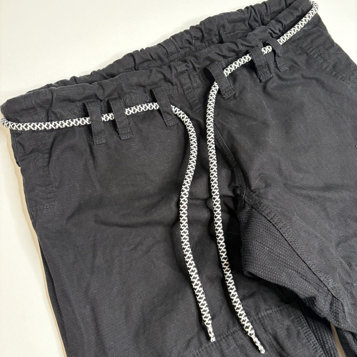 Jiujiteiro Black Nylon Drawstring Cargo Track Pants Mens