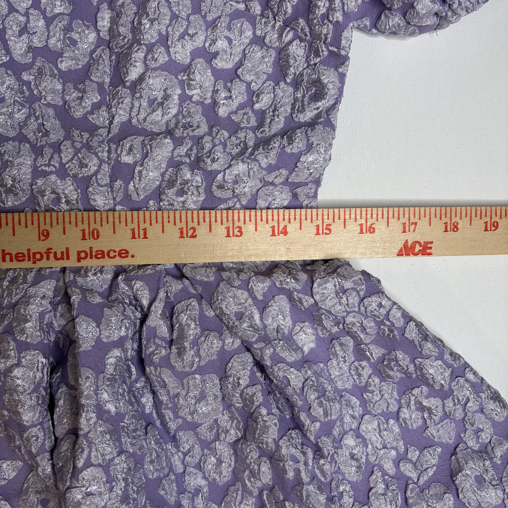 SHEIN Purple Metallic Jacquard Puff Sleeve Dress Size L