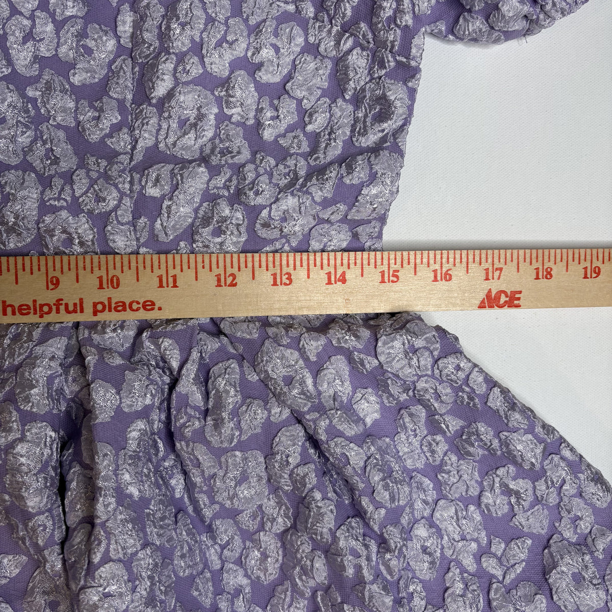 SHEIN Purple Metallic Jacquard Puff Sleeve Dress Size L
