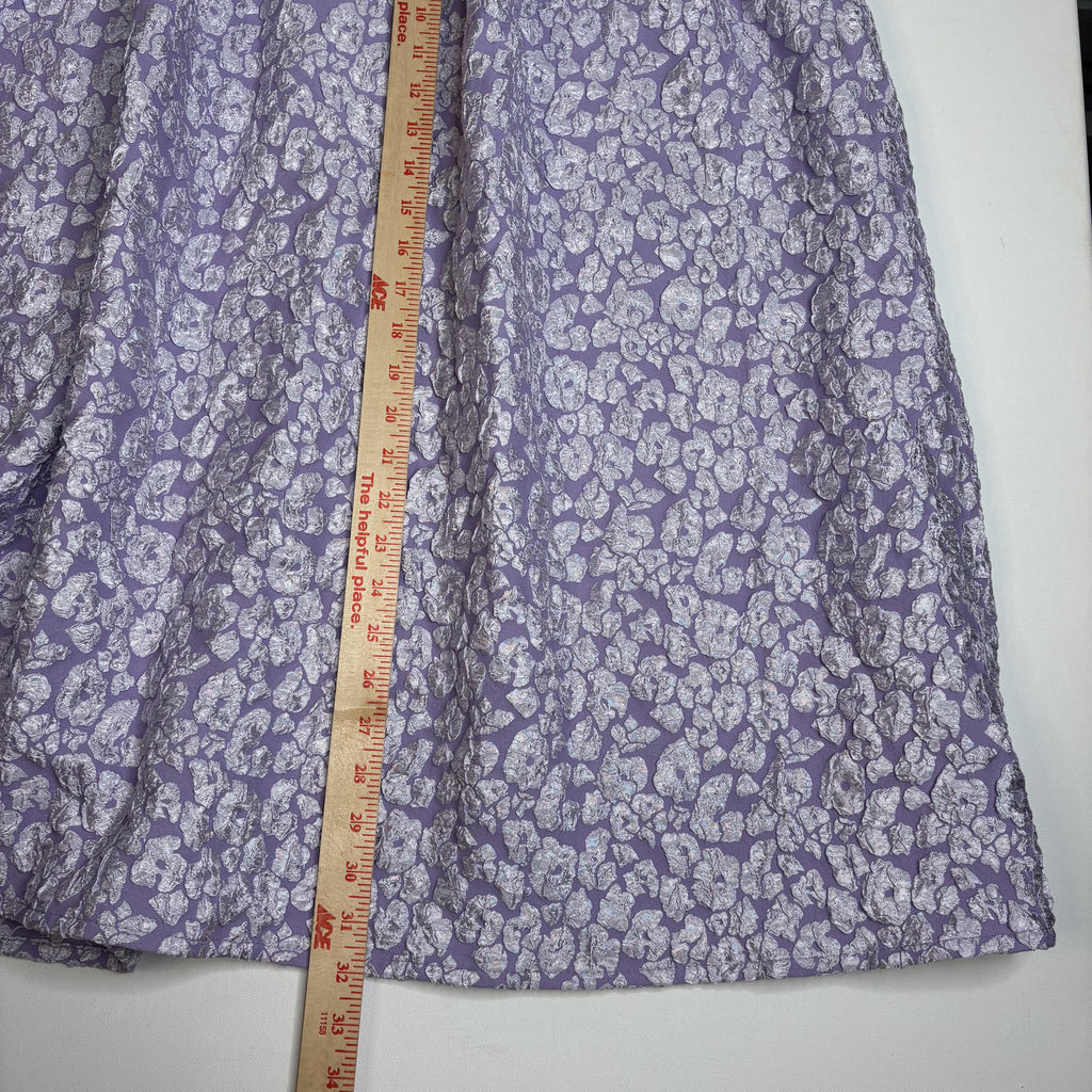 SHEIN Purple Metallic Jacquard Puff Sleeve Dress Size L