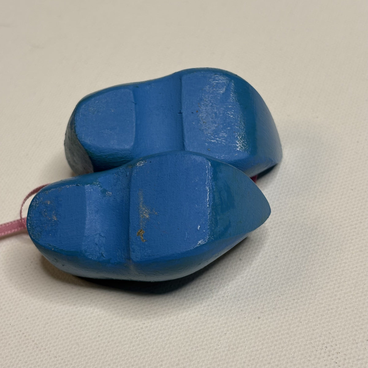 Mini Vintage Hand Painted Blue Wooden Clogs Dutch Folk Art