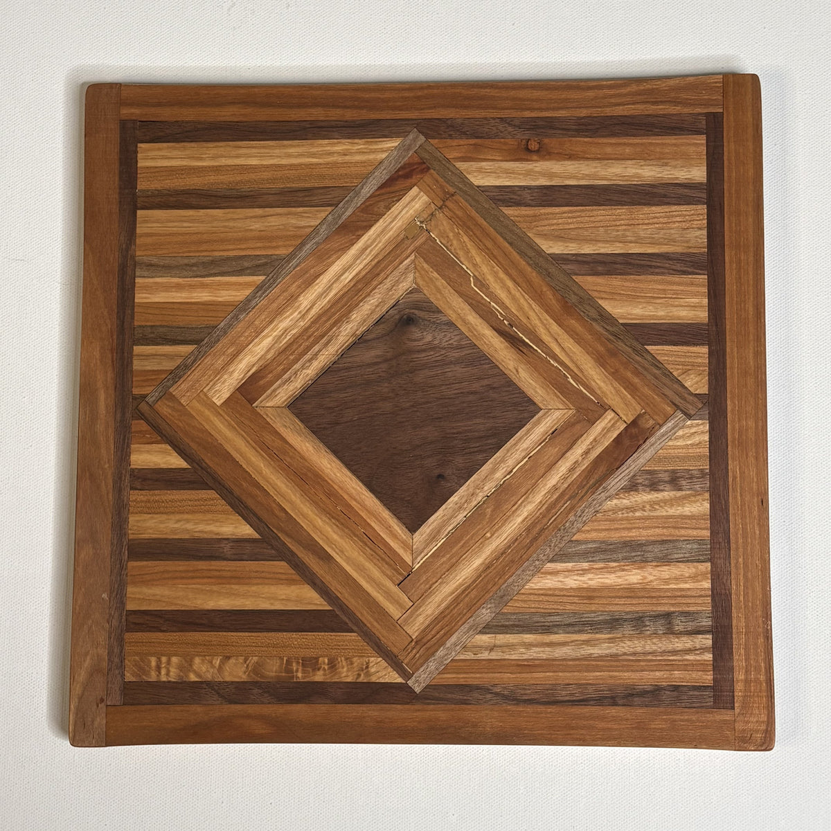 Handcrafted Carmine Antidormi Wood Inlay Geometric Charcuterie Board