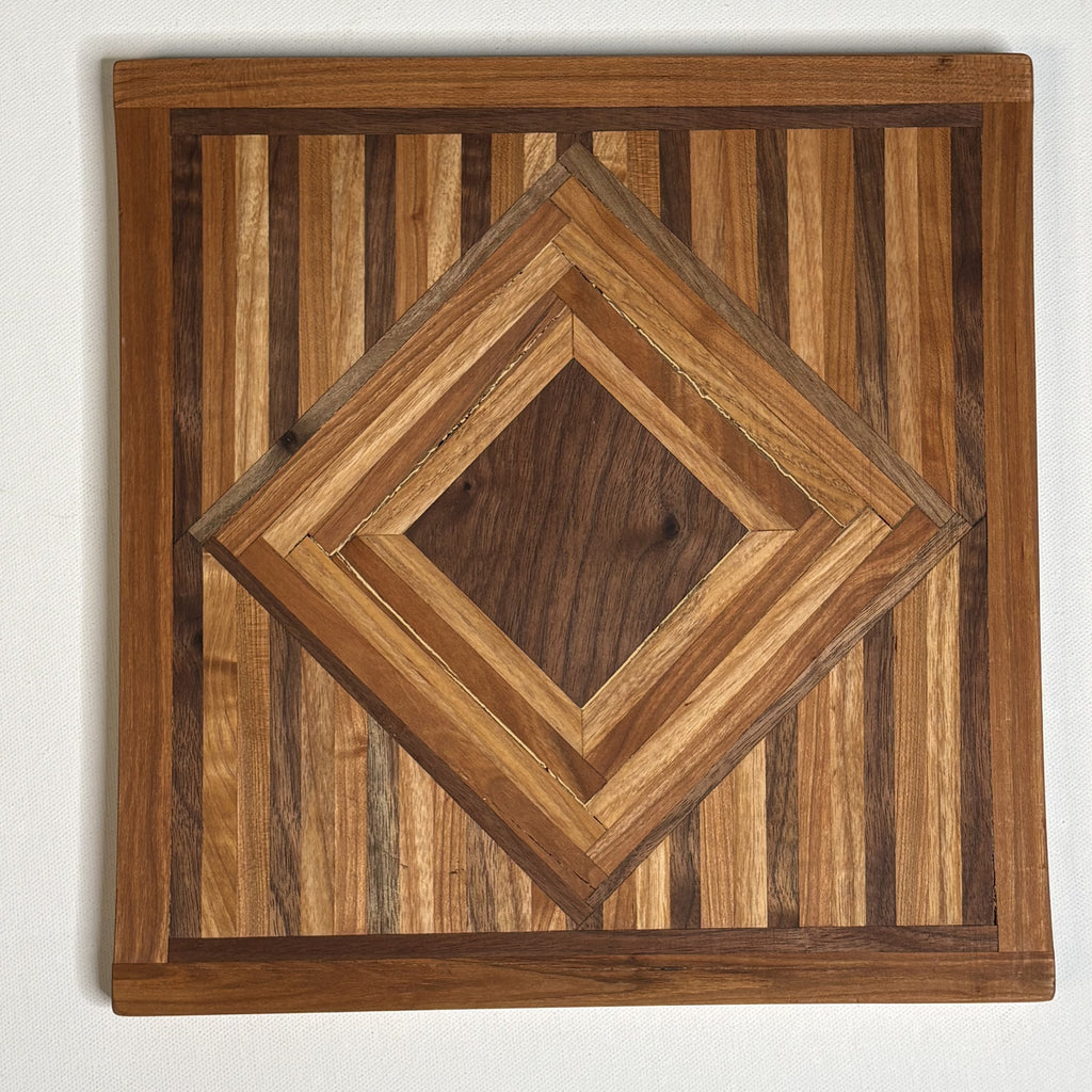 Handcrafted Carmine Antidormi Wood Inlay Geometric Charcuterie Board