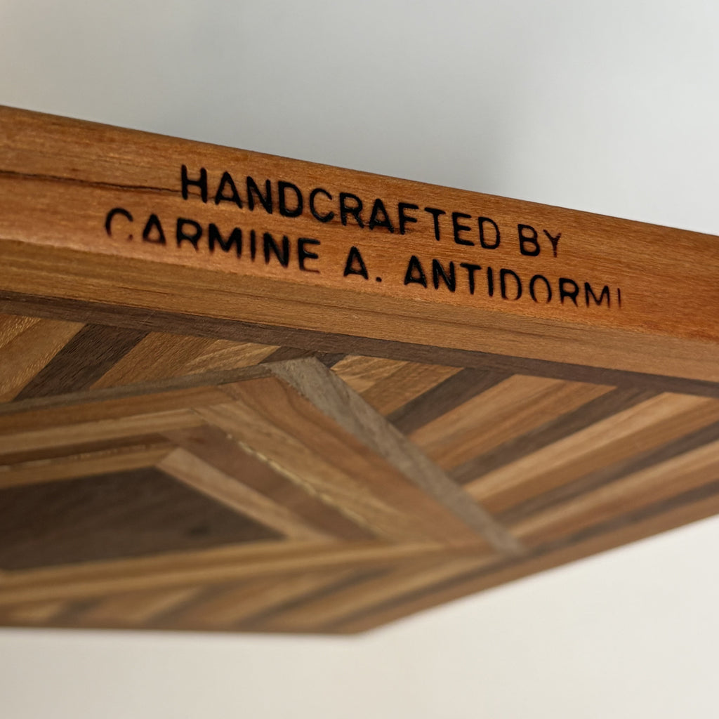 Handcrafted Carmine Antidormi Wood Inlay Geometric Charcuterie Board