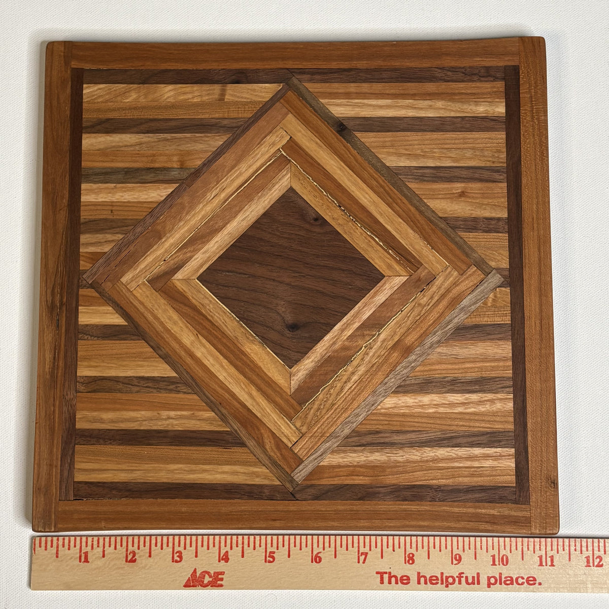 Handcrafted Carmine Antidormi Wood Inlay Geometric Charcuterie Board