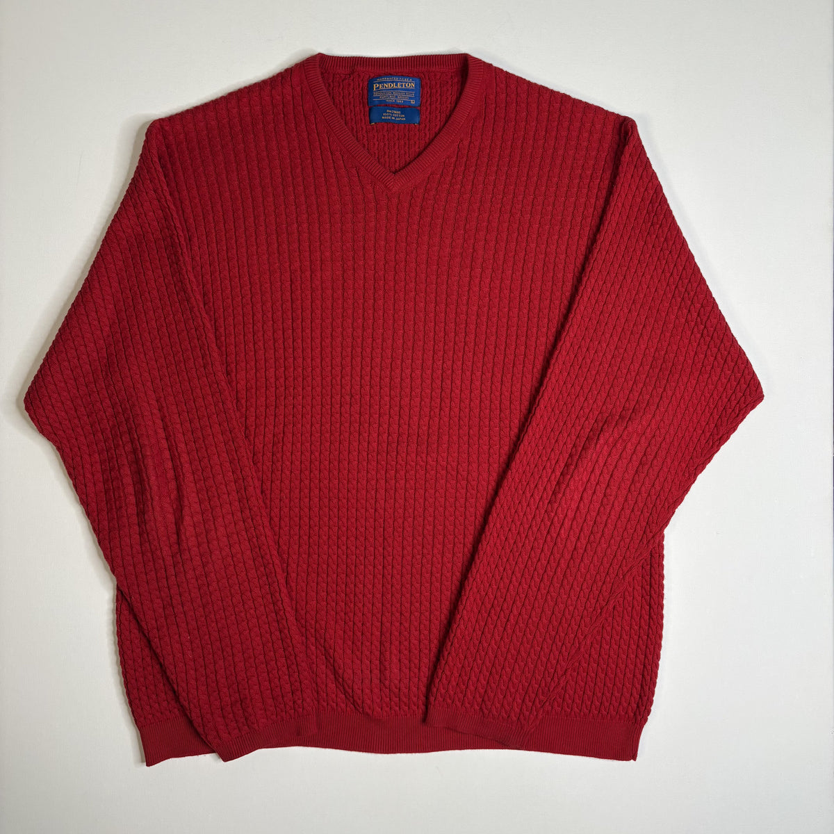 Vintage Pendleton Red V-Neck Sweater Mens - 100% Cotton