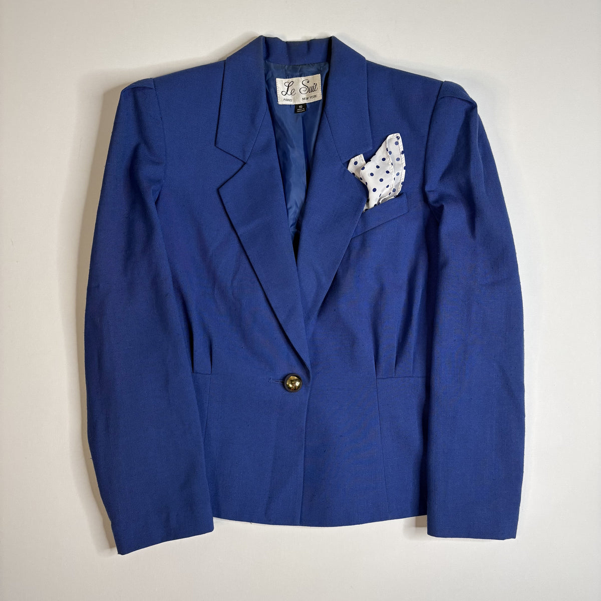 Vintage Le Suit Royal Blue Skirt Suit Set Blazer Midi Skirt