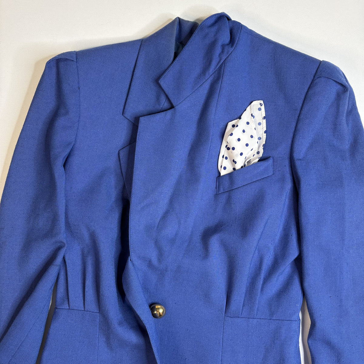 Vintage Le Suit Royal Blue Skirt Suit Set Blazer Midi Skirt
