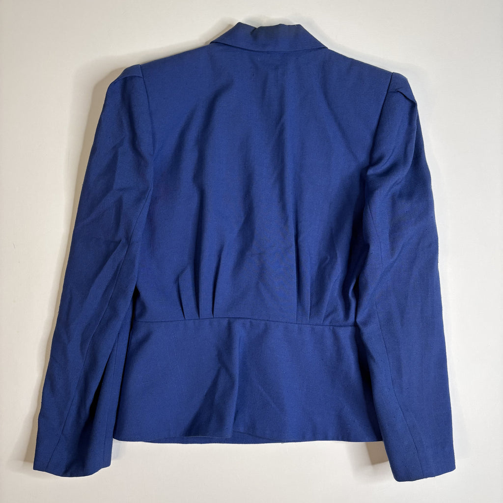 Vintage Le Suit Royal Blue Skirt Suit Set Blazer Midi Skirt